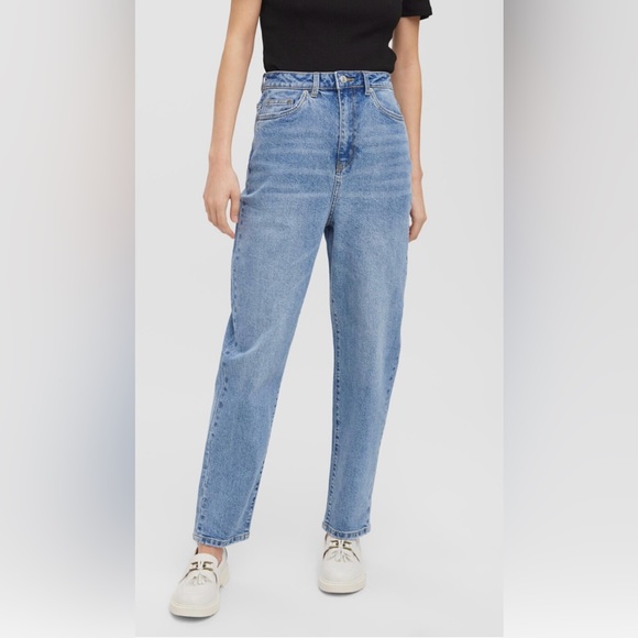 vero moda zoe super high waist mom denim jeans - Picture 2 of 14
